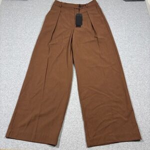NWT Jenni Kayne Women 4 Wide Leg Pleated Relaxed Greta Trousers Rust Brown $495